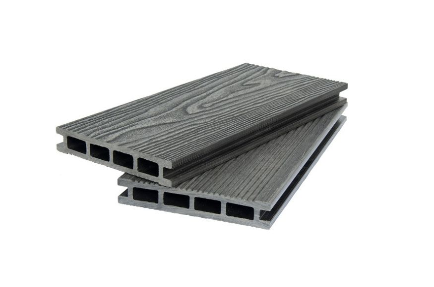 Террасная доска ДПК POLIVAN GROUP 3D+вельвет пустотелая с двухсторонней отделкой DENPASAR черного цвета. купить в Санкт-Петербурге