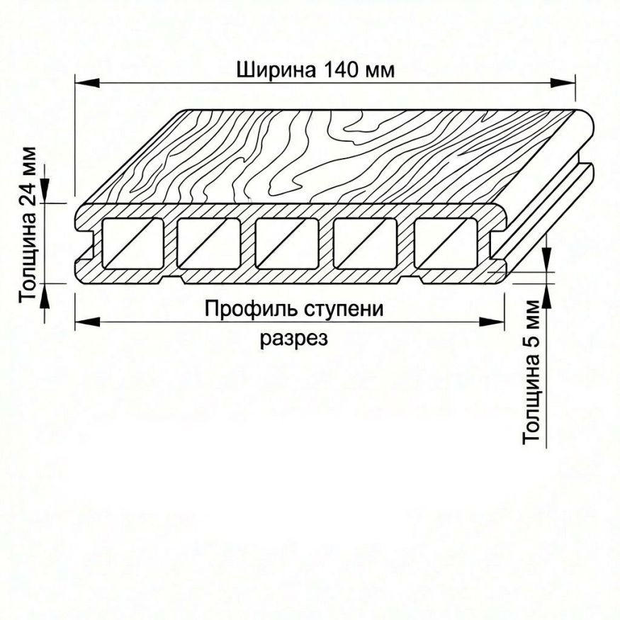 Террасная доска ДПК GardenParkett Табула, Графит купить в Санкт-Петербурге
