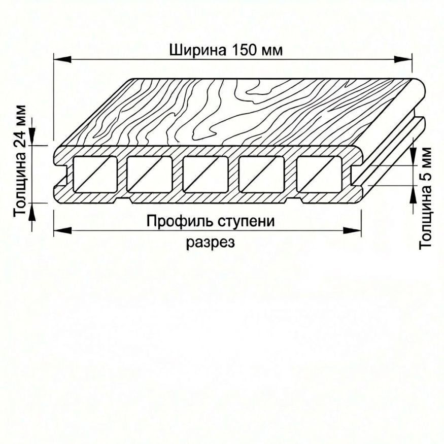 Террасная доска ДПК GardenParkett Патио, Графит купить в Санкт-Петербурге