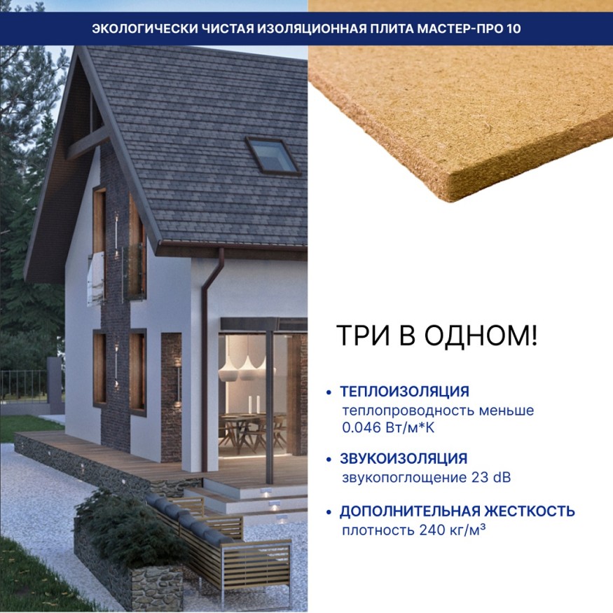 Изоляция хвойная Мастер 10 мм ПРО 1200х600х10 мм (7,2 м²) купить в Санкт-Петербурге