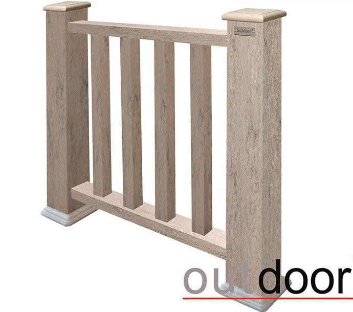 Ограждение из ДПК Outdoor Классик 3D STORM в сером миксе купить в Санкт-Петербурге