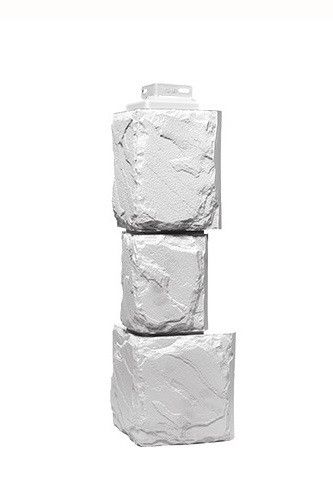 Угол Фасадного Сайдинга «Крупный Камень» Мелованный Белый купить в Санкт-Петербурге